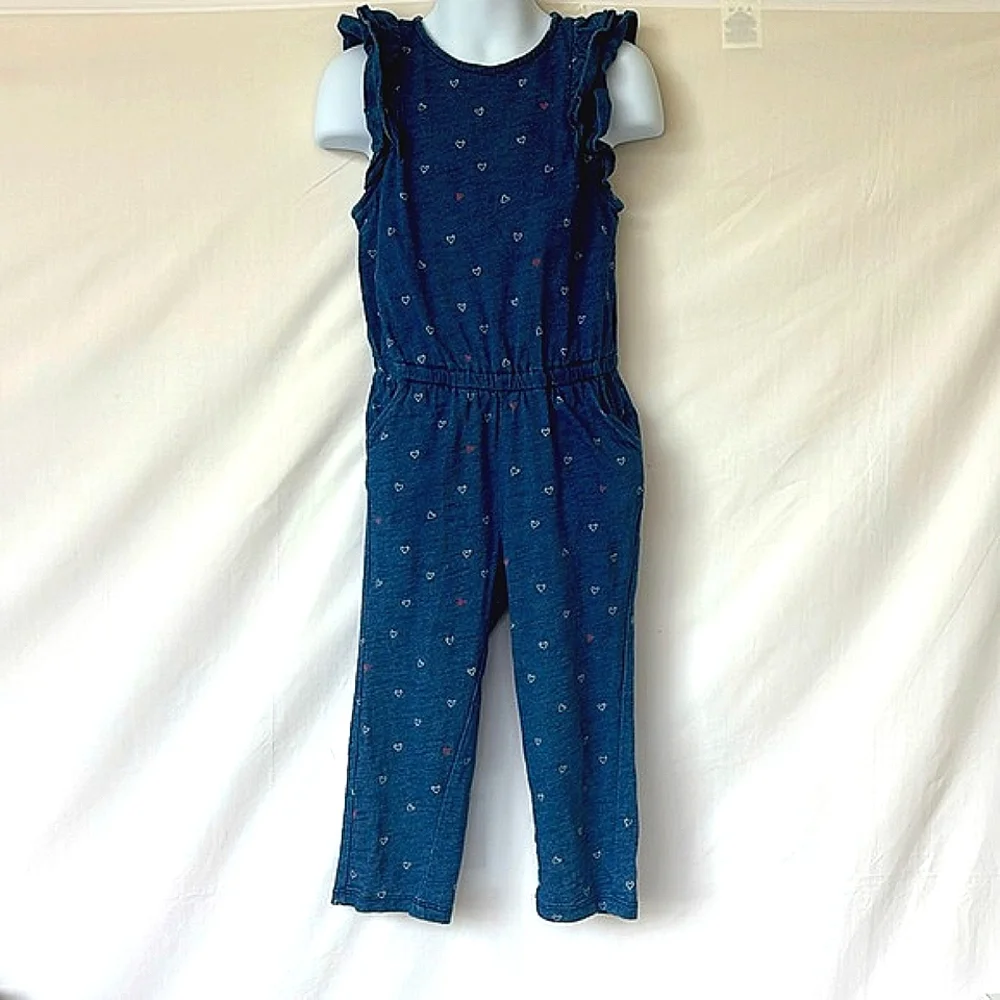 GYMBOREE | Navy Heart Print Jumpsuit 🤍🩷